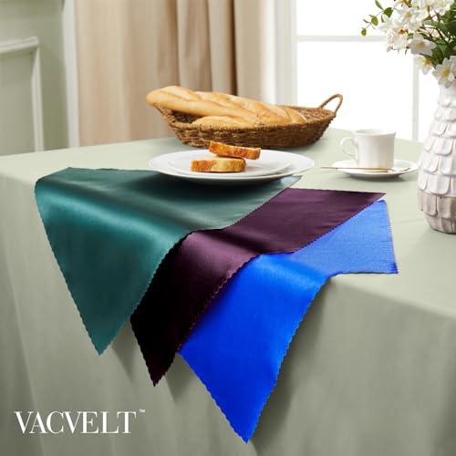 12 Pack Eggplant Purple Satin Napkins 12x12 Inch - Scalloped Edges