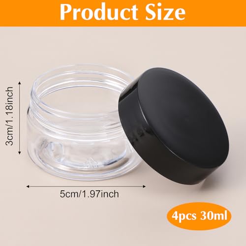 LXUEJIE 4 Pcs 1 oz Leak-Proof Travel Jars with Lids, Plastic Containers