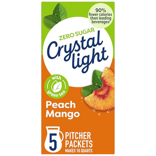 Crystal Light Peach Mango Green Tea Drink Mix - Zero Sugar, 5 Packets