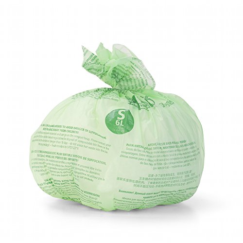 Brabantia Compostable Bin Liners, 1.6 Gallon Trash Bags - 10 Pack