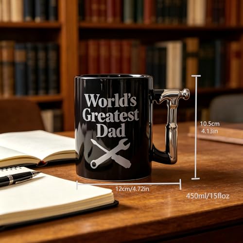 World's Greatest Dad Hammer Handle Coffee Mug 15oz - Novelty Dad Gift