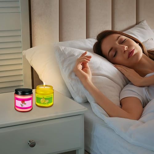 Set of 12 Scented Soy Candles in Frosted Glass Jars for Home & Gift