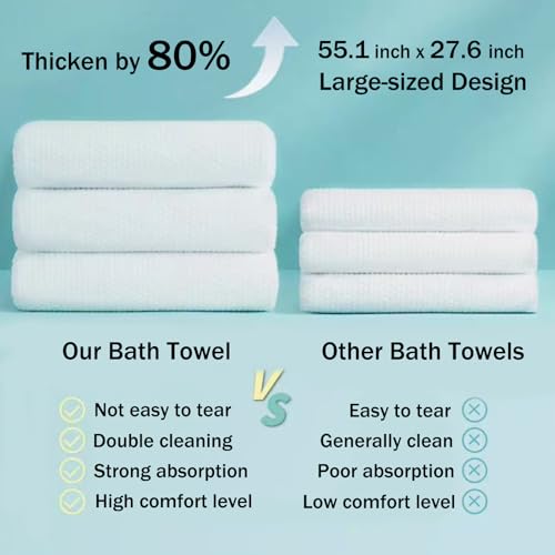 PureSoftness Extra Large Disposable Bath Towels - 4 Pack, Soft & Durable, Individually Wrapped for Travel & Gym