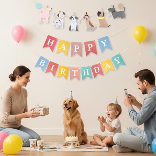 Puppy Birthday Banner Decoration for Dog Parties - Quilax