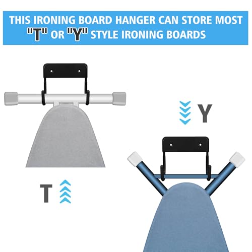Pensino Wall-Mounted Ironing Board Holder - Black Organizer Rack