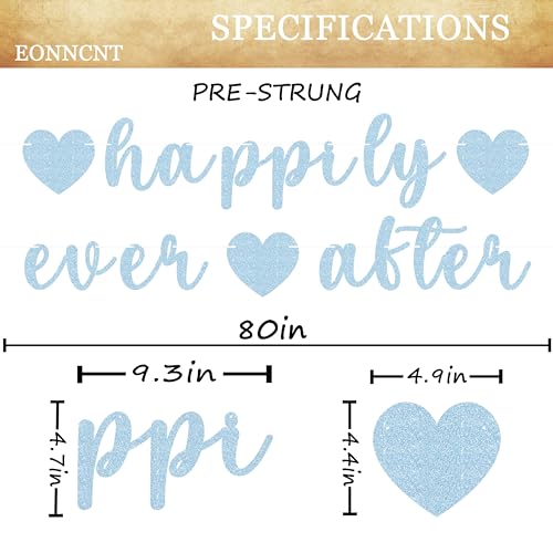 Light Blue Pre-Strung Happily Ever After Banner for Wedding & Bridal Parties