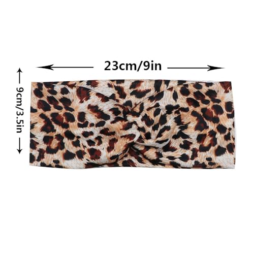 HODASHI Leopard Print Cross Elastic Headband - Blue Large
