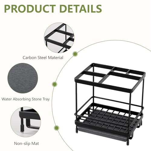 Heagoale Electric Toothbrush Holder, Black Carbon Steel Organizer