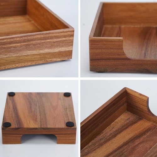 Acacia Wooden Cocktail Napkin Holder, 5.5 x 5.5 inches