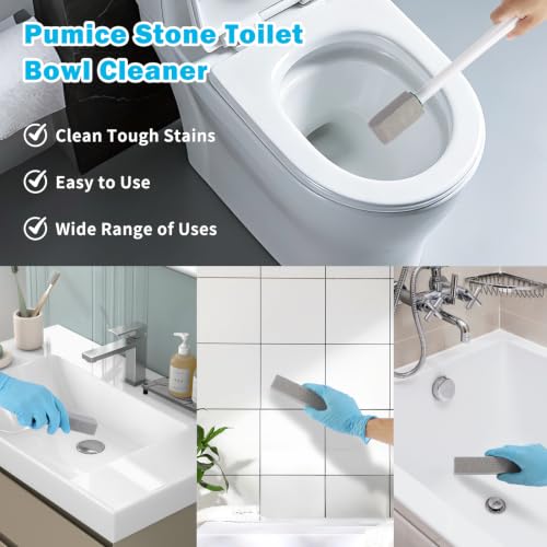 Pumice Stone Toilet Bowl Cleaner Set with Handle & 8 Refills