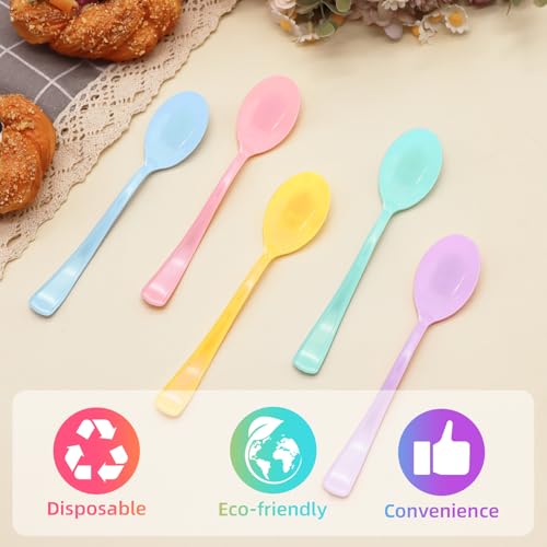 50 Pcs Heavy Duty Pastel Plastic Spoons Set for Parties
