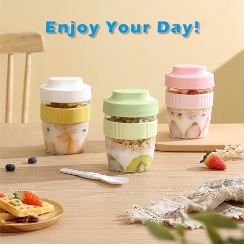 20oz Breakfast To Go Cup with Lid & Folding Spoon - Pink Leak-Proof Container