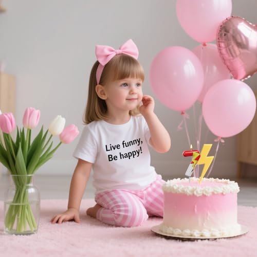 Red White Lightning Number Candle for Kids' Birthday Cake