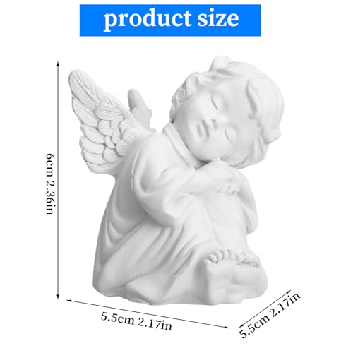 Sibba Sleeping Angel Cherub Statue - Small White Resin Figurine