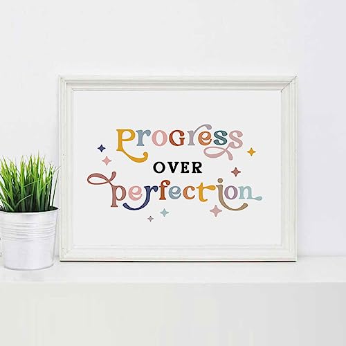 Progress Over Perfection Classroom Poster Motivational Wall Art Boho Decor