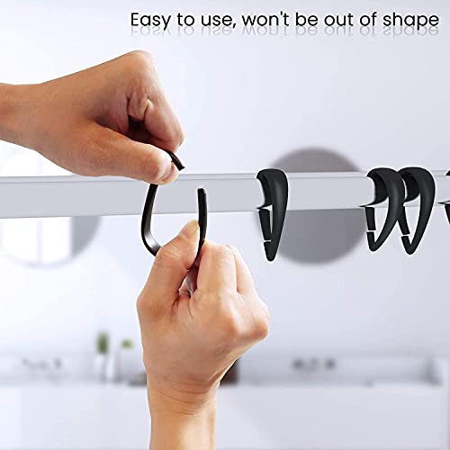Qulable 12-Piece Plastic Shower Curtain Rings - Smooth Glide Drop-Shape Hooks