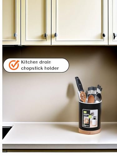 Modern Kitchen Utensil Holder with Drainage - 3 Compartment Organizer