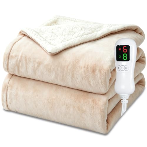 Electric Heated Blanket Throw 50x60 with 9 Heat Levels & Auto Shut-Off