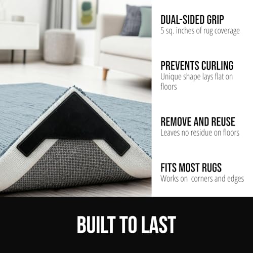 GORILLA GRIP Extra Wide Triangular Rug Grippers - 8 Pack, Reusable Adhesive