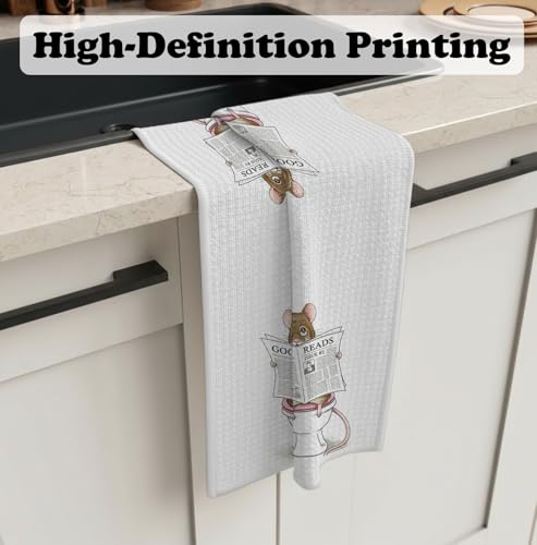 Funny Reading Mouse Bathroom Hand Towel 16x24 Decorative Drying Cloth