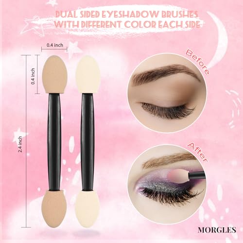 Morgles Disposable Eyeshadow Applicators 50 Pcs Double Sided Sponge Tips