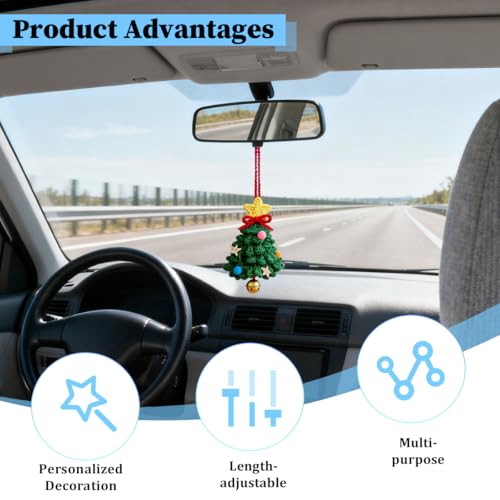 Handmade Crochet Christmas Tree Car Pendant - Universal Fit