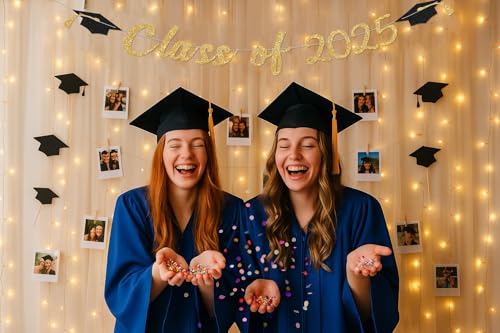 2025 Graduation Banner - Gold Glitter Party Decor for Celebrations