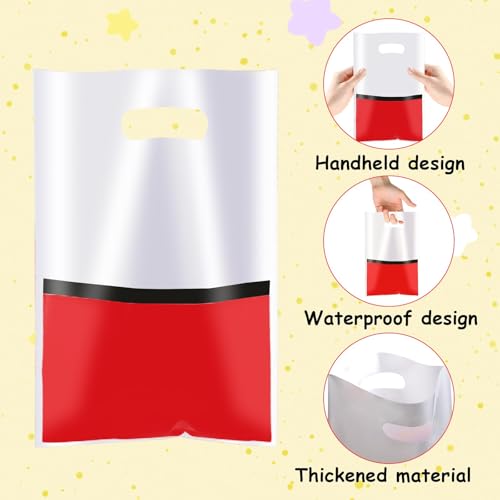 30pcs Red and White Party Favor Bags - Durable Waterproof Goodie Bags