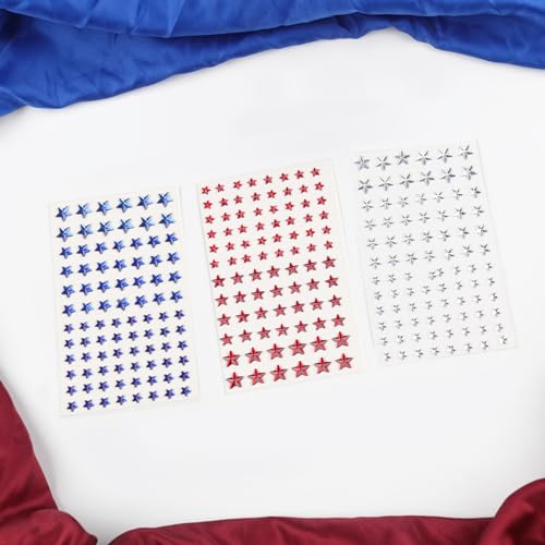 Doneace 4th of July Star Face Gems - Red White and Blue Rhinestone Stickers