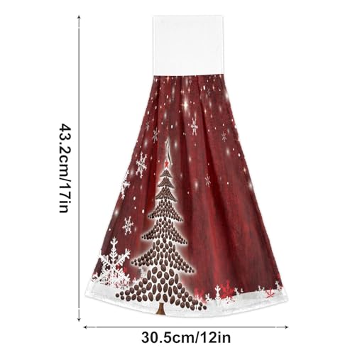 Christmas Hanging Kitchen Towels Set - 2pcs Farmhouse Decor, Tie Towels, 12x17 Inches - Variation of Christmas 3