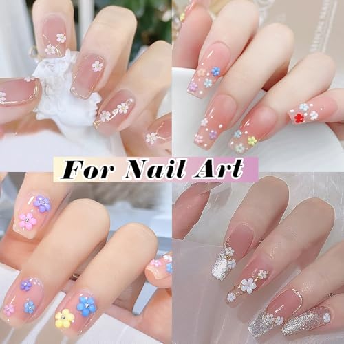 FOIMAS 3D Flower Nail Charms & Rhinestones Set with Tweezer