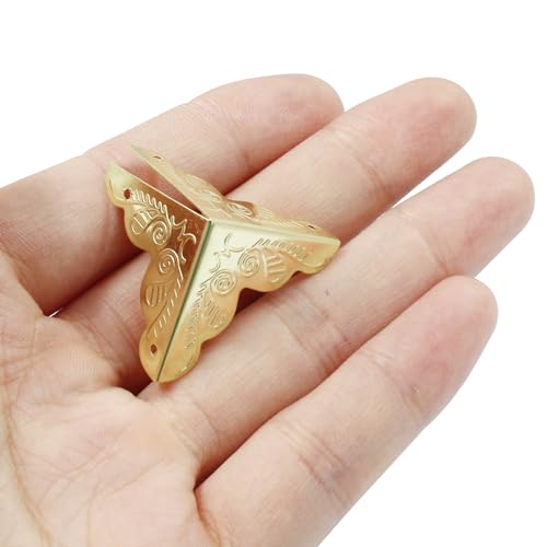 50 Pcs Gold Antique Box Corner Protectors 1"x1" for Furniture