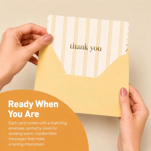 30 Premium Thank You Cards with Envelopes & Gold Foil Stickers