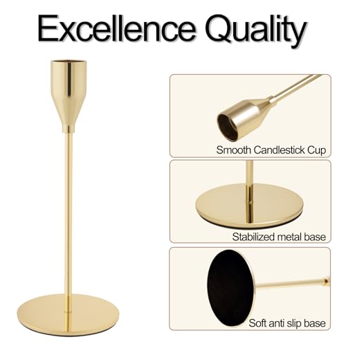 Gold Candlestick Holders Set of 27 | Metal Taper Candle Holders for Home & Events - Elegant Decor