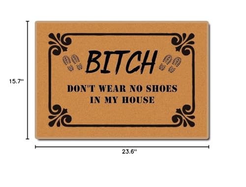 Assaoy Funny 'Bitch Don't Wear' Doormat, 24x16 Inch Non-Slip Entrance Rug