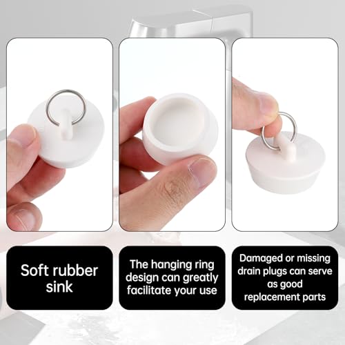 2 PCS Rubber Bathtub Drain Stopper, Fits 1-3/8 Inch to 1-1/2 Inch Drains