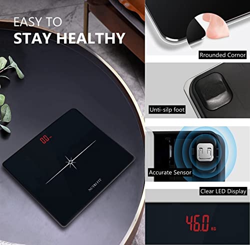 NUTRI FIT Digital Body Weight Scale - Precision Bathroom Scale, Black