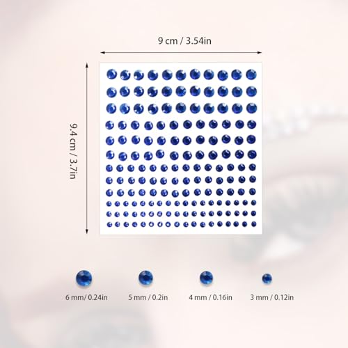 5 Sheets Self-Adhesive Blue Rhinestone and Pearl Stickers for Crafts