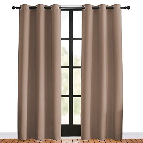 NICETOWN Blackout Curtain Panels, 42x80 inches, Cappuccino - Thermal Insulated Grommet Drapes for Bedroom