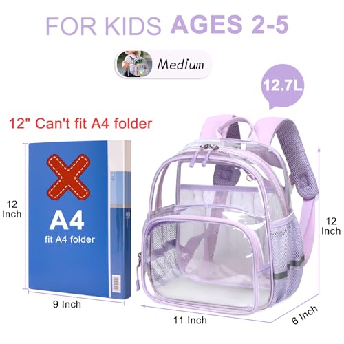 Bluboon Mini Purple Clear Backpack for Stadium Events and Daily Use 12x6x12