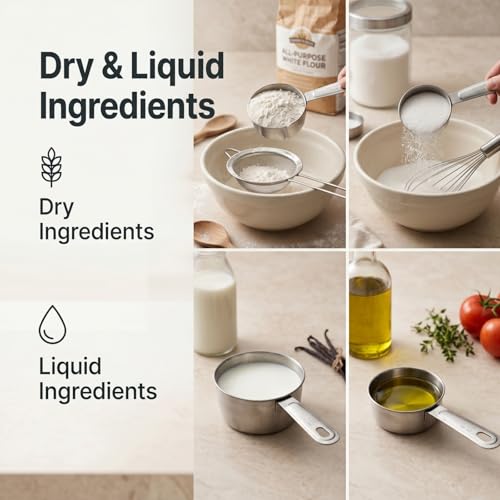 Stainless Steel Measuring Cups Set of 4 - Nesting Design with Marked Handles
