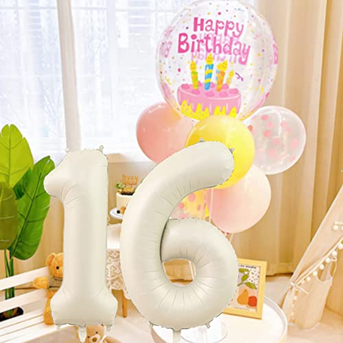 40 Inch Cream White Number 60 Foil Balloon for Birthday Party Decor