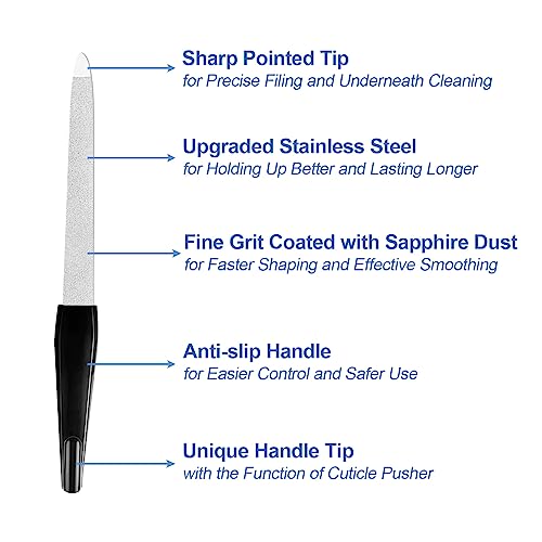 HomeyEra Metal Nail Files 6-Pack, 6 Inch Stainless Steel Fingernail Files