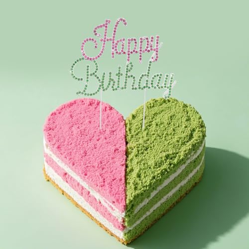 Witch Theme Birthday Cake Topper - Pink & Green Rhinestones