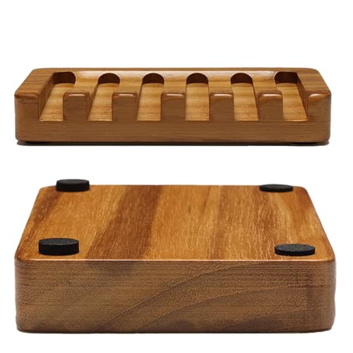 Set of 2 Teak Wood Soap Dishes with Sloped Drain, Bathroom & Kitchen