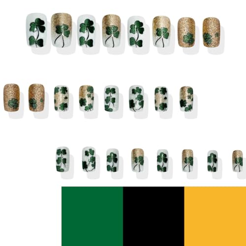 St. Patrick's Day Press on Nails Medium Square Shamrock False Nails