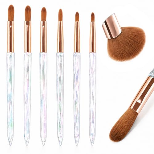 SruidyLady Nail Art Brush Set - 6 Piece Flat, Oval, Angled Gel Brushes