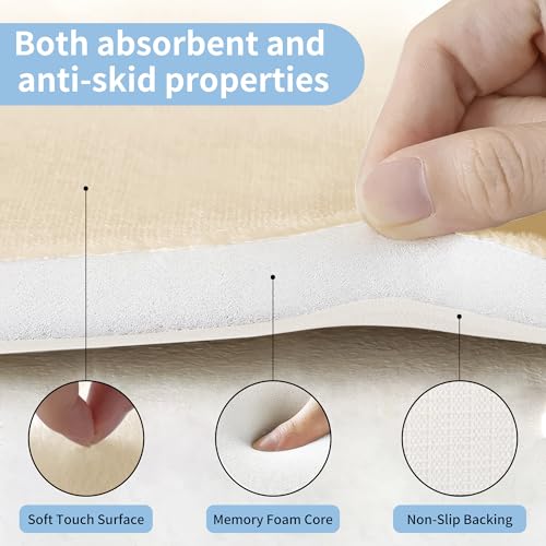 Cupic Cupid Memory Foam Bath Mat, Non-Slip Bathroom Rug, Cream, 16" x 24"