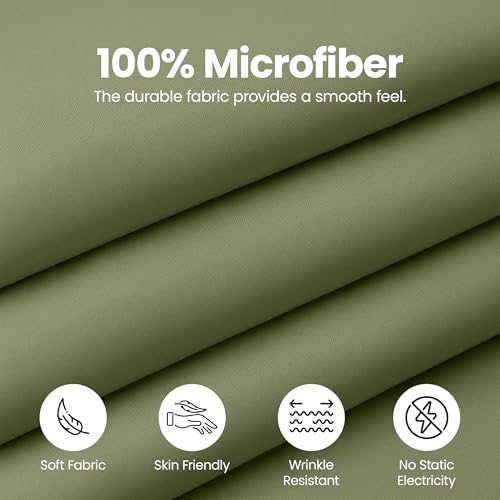 King Bed Skirt 16-Inch Drop, Pleated Olive Microfiber