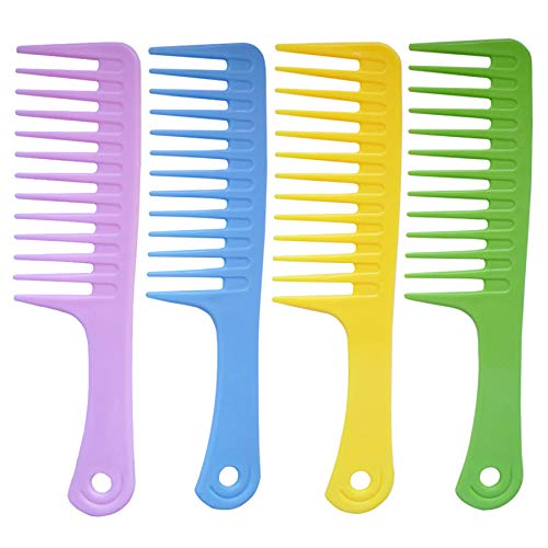 zYoung 4 Pcs Wide Tooth Detangling Hair Comb Set for Curly & Wet Hair